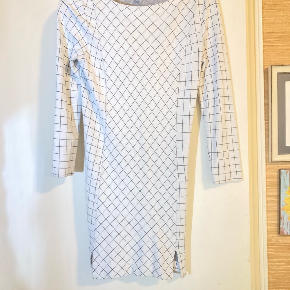 Women's White Grid-Print Sheath Dress